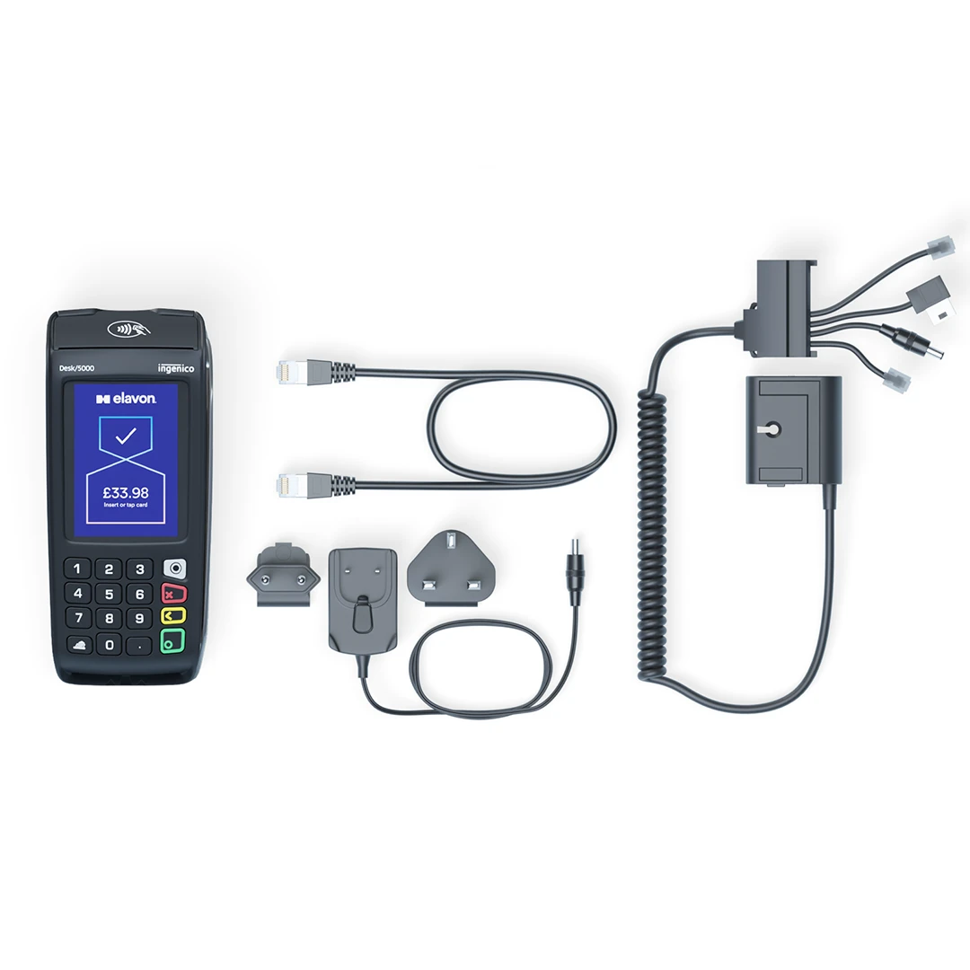 Tetra Desk terminal and box contents including charger