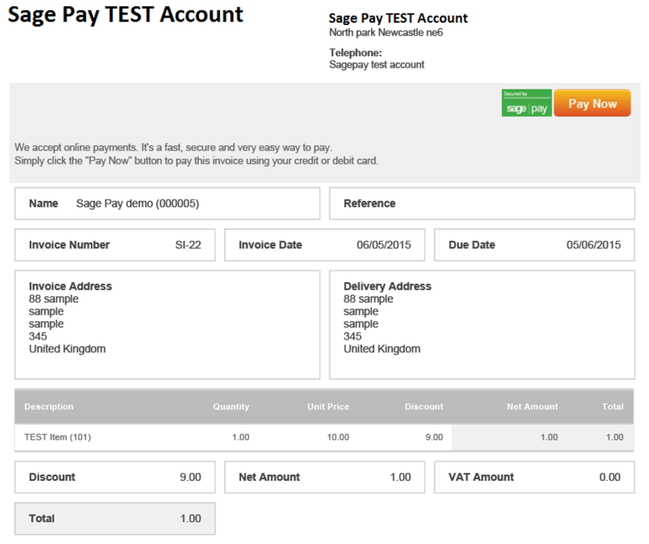 Sage Business Cloud Test Account