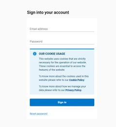 Signing screen